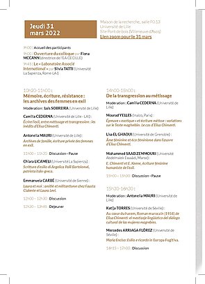 Programme du colloque CECILLE LAI mars 2022